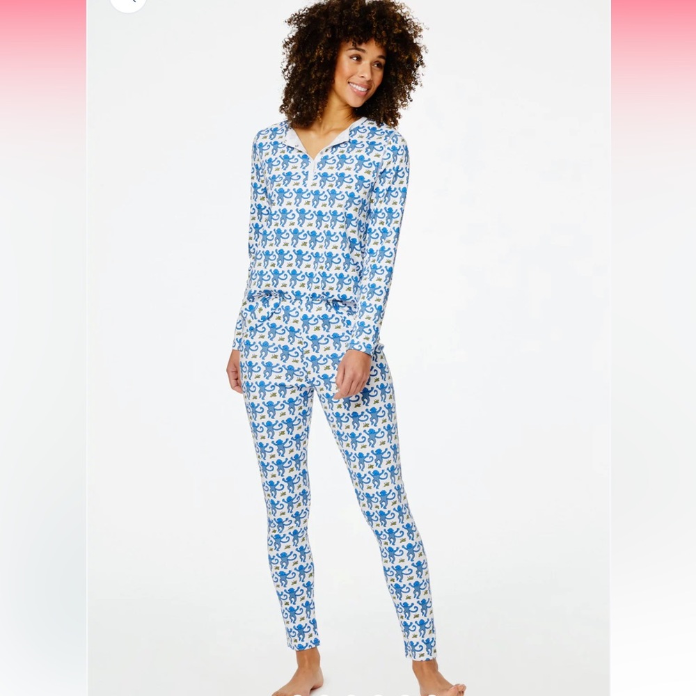 ❤️RARE SET XS new always sold out online Roller Rabbit blue Monkey Pajamas cozy